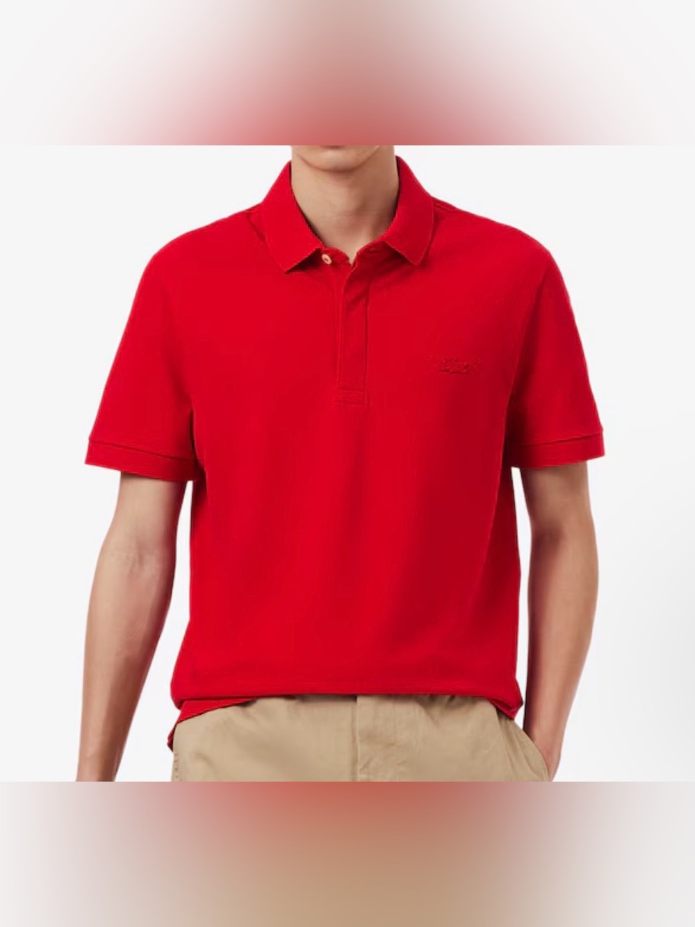 LACOSTE Men's Regular Fit Paris Stretch Piqué Polo Red Size L